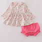 Pink rose hand smocked bloomer set