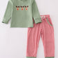 Green christmas reindeer embroidery boy set