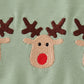 Green christmas reindeer embroidery boy set