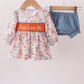 Jesus loves me embroidery floral print girl bloomers set
