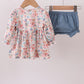 Jesus loves me embroidery floral print girl bloomers set