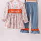 Jesus loves me embroidery floral print girl set
