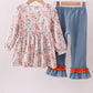 Jesus loves me embroidery floral print girl set