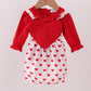Red heart applique bubble set