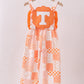 Orange Tennessee patchwork ruffle jumpsuit
