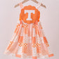 Orange Tennessee applique patchwork ruffle dress