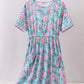 Blue I love MOMMY embroidery women dress