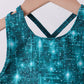 Teal glitter skort set