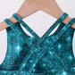 Teal glitter skort set