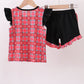 Arkansas smocked plaid ruffle shorts set