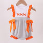 Orange Tennessee embroidery ruffle stripe bubble