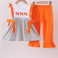 Orange Tennessee embroidery stripe ruffle pants set
