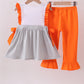 Orange Tennessee embroidery stripe ruffle pants set