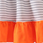 Orange Tennessee embroidery stripe ruffle dress