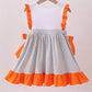 Orange Tennessee embroidery stripe ruffle dress