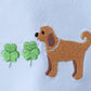Blue puppy clover embroidery top