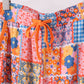 Orange floral patchwork bamboo women pants