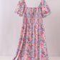 Purple floral smocked women dress