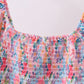 Purple floral smocked women dress