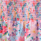 Purple floral smocked women dress