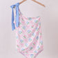 Blue bow floral women swimsuit