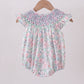 Green Floral Smocked Bubble