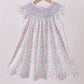 Green Floral Smocked Dress