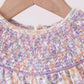 Purple Floral Smocked Ruffle Bubble