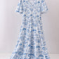 Blue beach sea smocked women dress