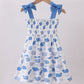 Blue whale smocked ruffle mom&me dress