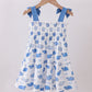 Blue whale smocked ruffle mom&me dress