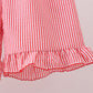 Pink flag smocked ruffle shorts set