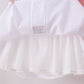 Pink flag smocked ruffle shorts set