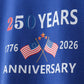 Blue 250 Years flag family top