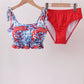 Red floral print 2pc swimsuit