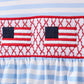 Red flag smocked stripe ruffle shorts set