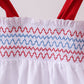 White smocked jacquard bloomer set