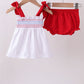 White smocked jacquard bloomer set