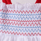 White smocked jacquard ruffle dress