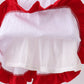 White smocked jacquard ruffle dress