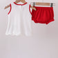 Red star applique ruffle bloomer set