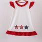 Red star applique ruffle dress