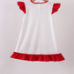 Red star applique ruffle dress