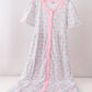 Pink hydrangea bow print tiered dress