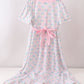 Pink hydrangea bow print tiered dress