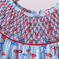 Blue bow smocked ruffle shorts set