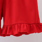 Blue bow smocked ruffle shorts set