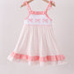 Pink bow smocked dot ruffle dress