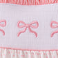 Pink bow smocked dot ruffle dress