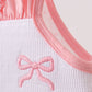 Pink bow smocked dot ruffle dress